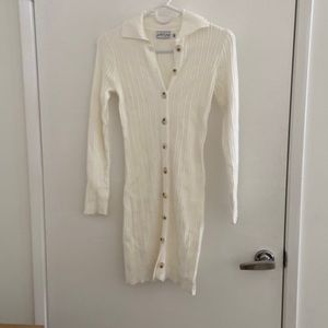 Unworn White Ribbed Mini Dress